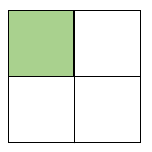 Square split into quarters with the upper right quarter shaded in green.
