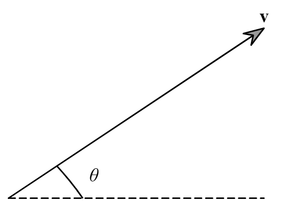 Vector v with dotted horizontal line
